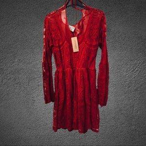 American Rag Red Lacey Layered Dress
